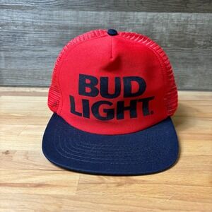 Vintage Bud Light Hat‎ Cap Snapback Red Blue Beer USA Made Foam Trucker